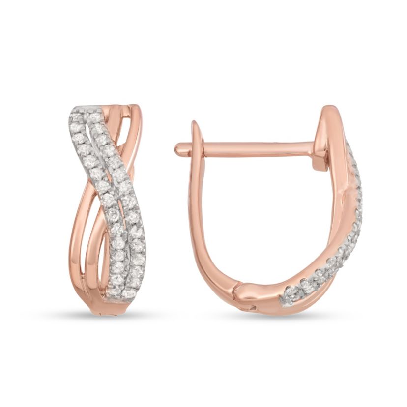 1/5 CTTW Diamonds Hoops in Rose Plate Sterlng Silver
