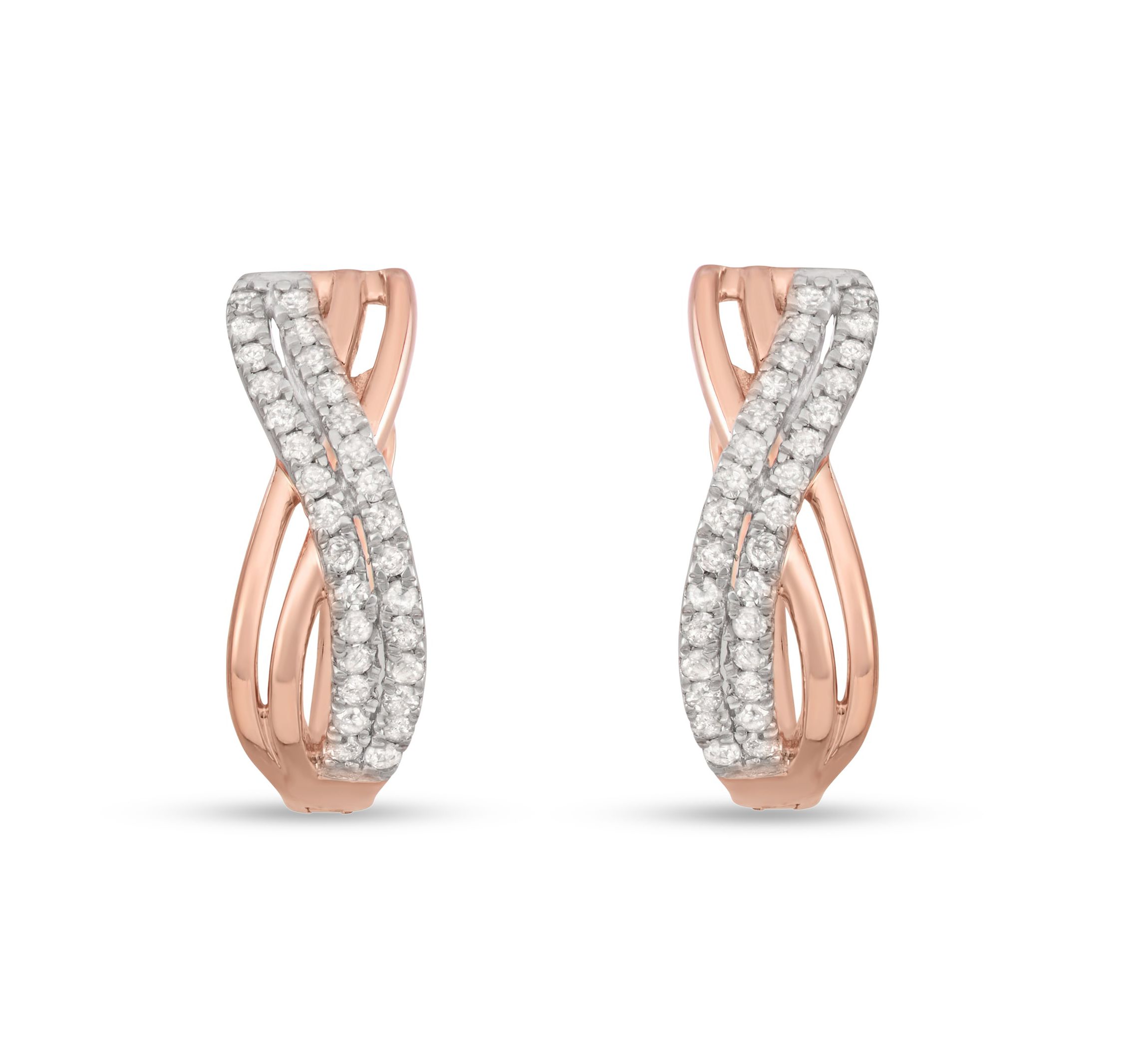 1/5 CTTW Diamonds Hoops in Rose Plate Sterlng Silver