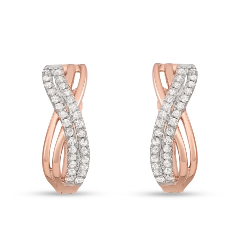 1/5 CTTW Diamonds Hoops in Rose Plate Sterlng Silver