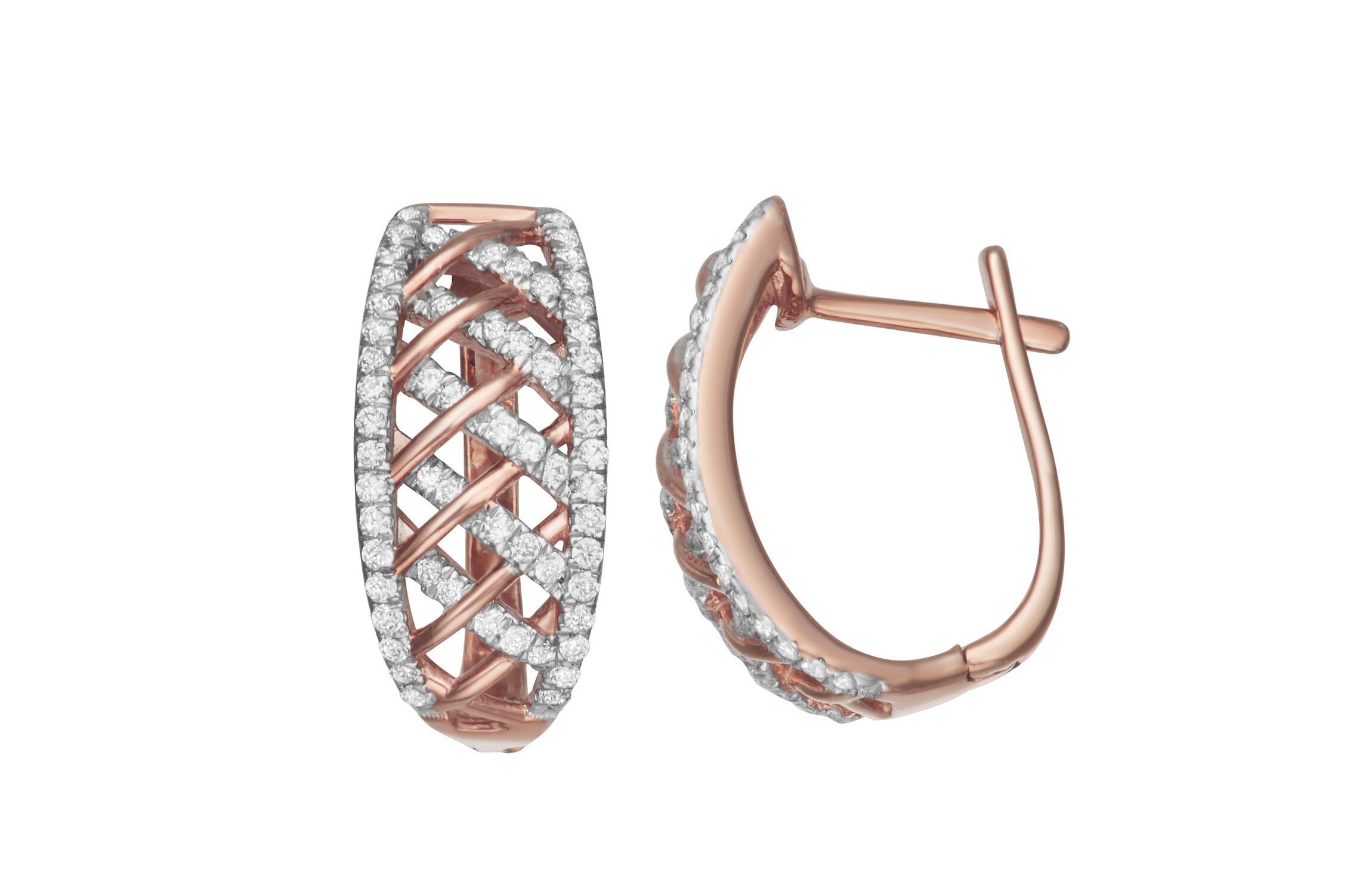 1/2 CTTW Diamond Hoop Earrings in Rose Gold Plated Sterling Silver