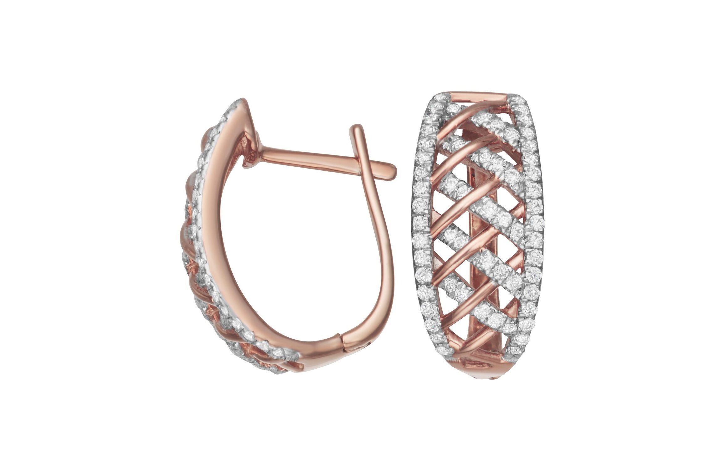 1/2 CTTW Diamond Hoop Earrings in Rose Gold Plated Sterling Silver