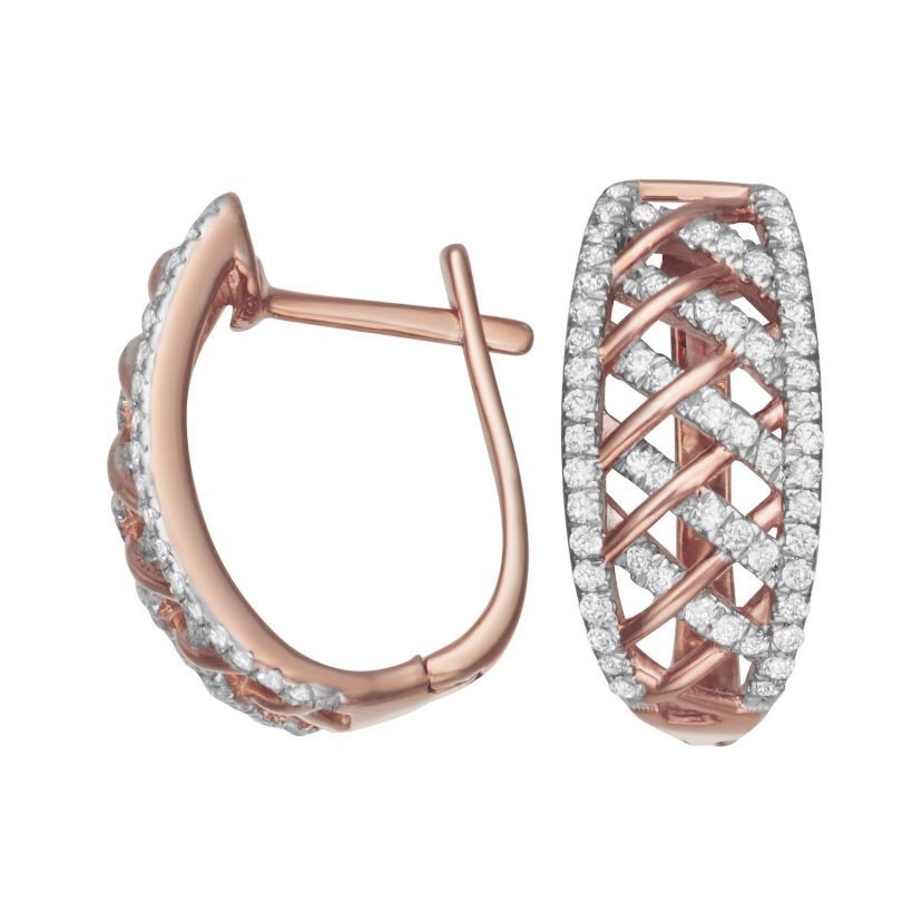 1/2 CTTW Diamond Hoop Earrings in Rose Gold Plated Sterling Silver
