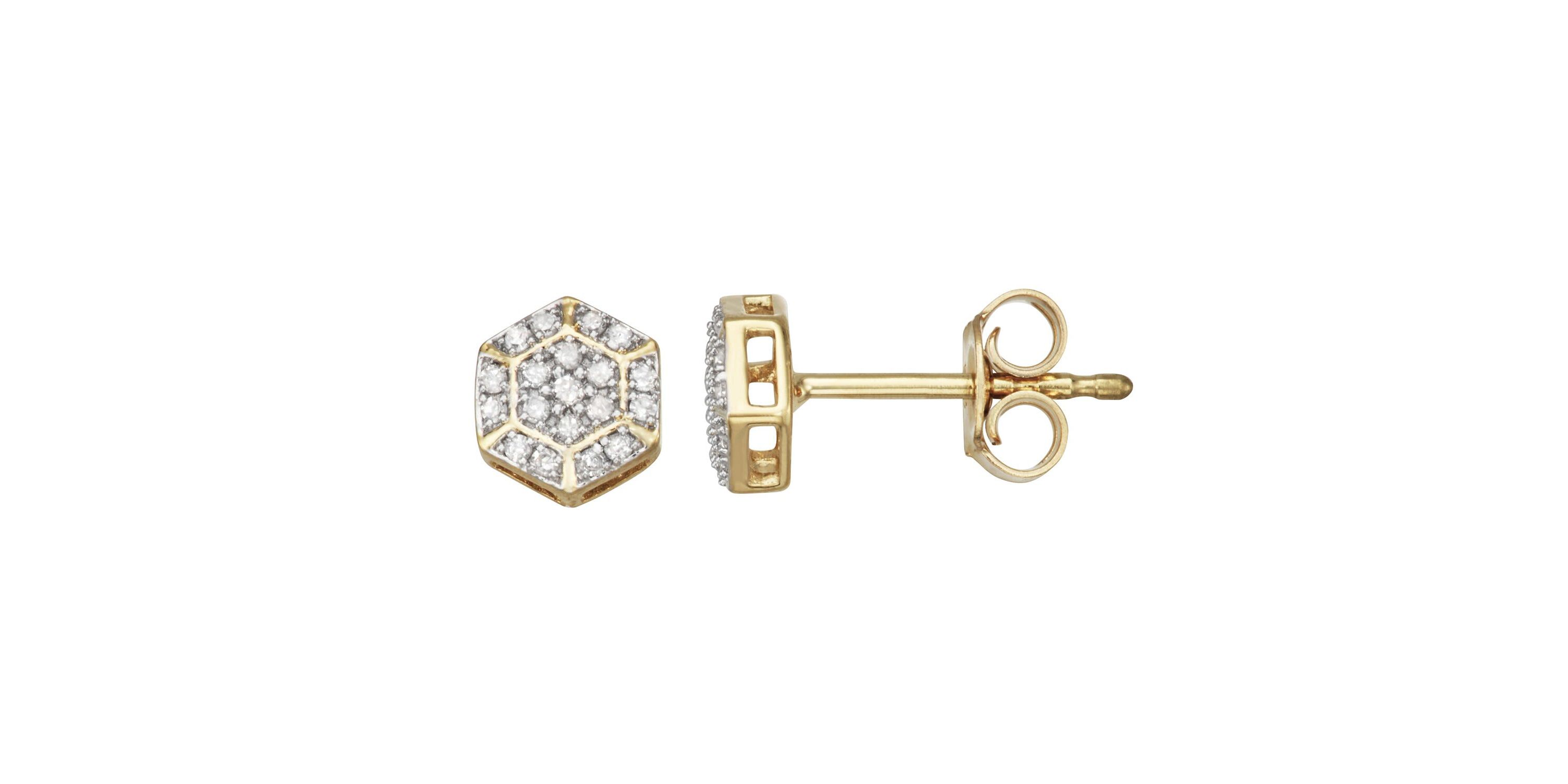 1/10 CTTW Diamond Studs in Yellow Gold Plated Sterling Silver