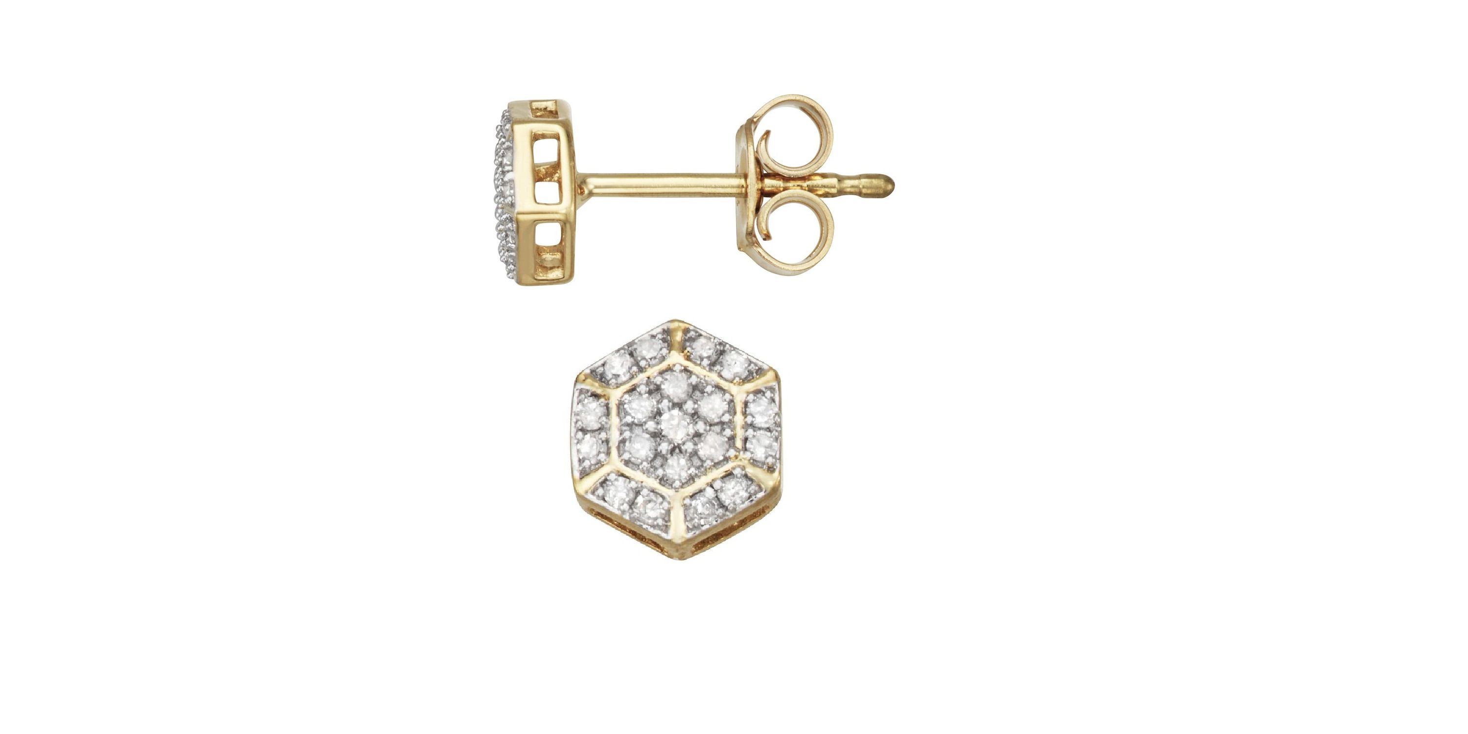 1/10 CTTW Diamond Studs in Yellow Gold Plated Sterling Silver
