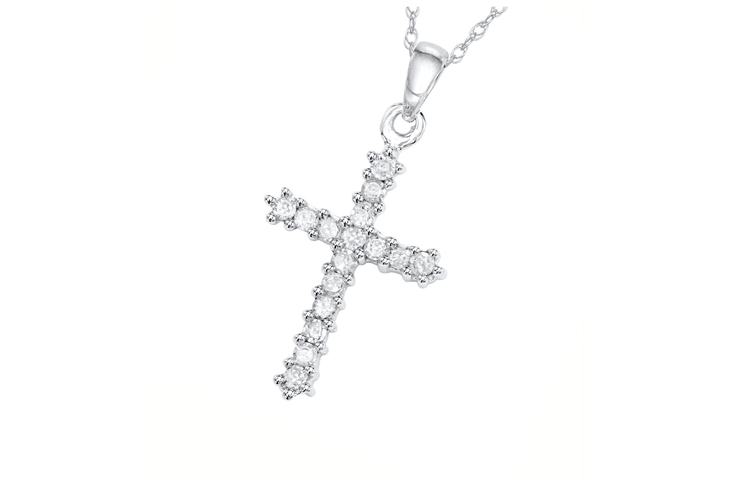 1/4 CTTW Diamond Cross Pendant Necklace 10KW