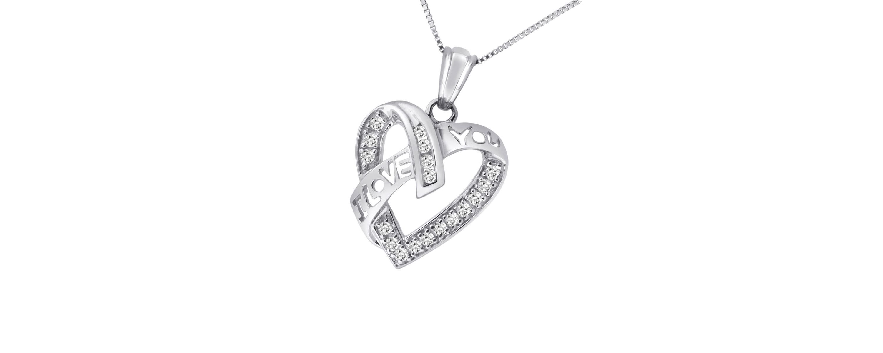 1/4 CTTW "I Love You" Diamond Heart Pendant in 10KW