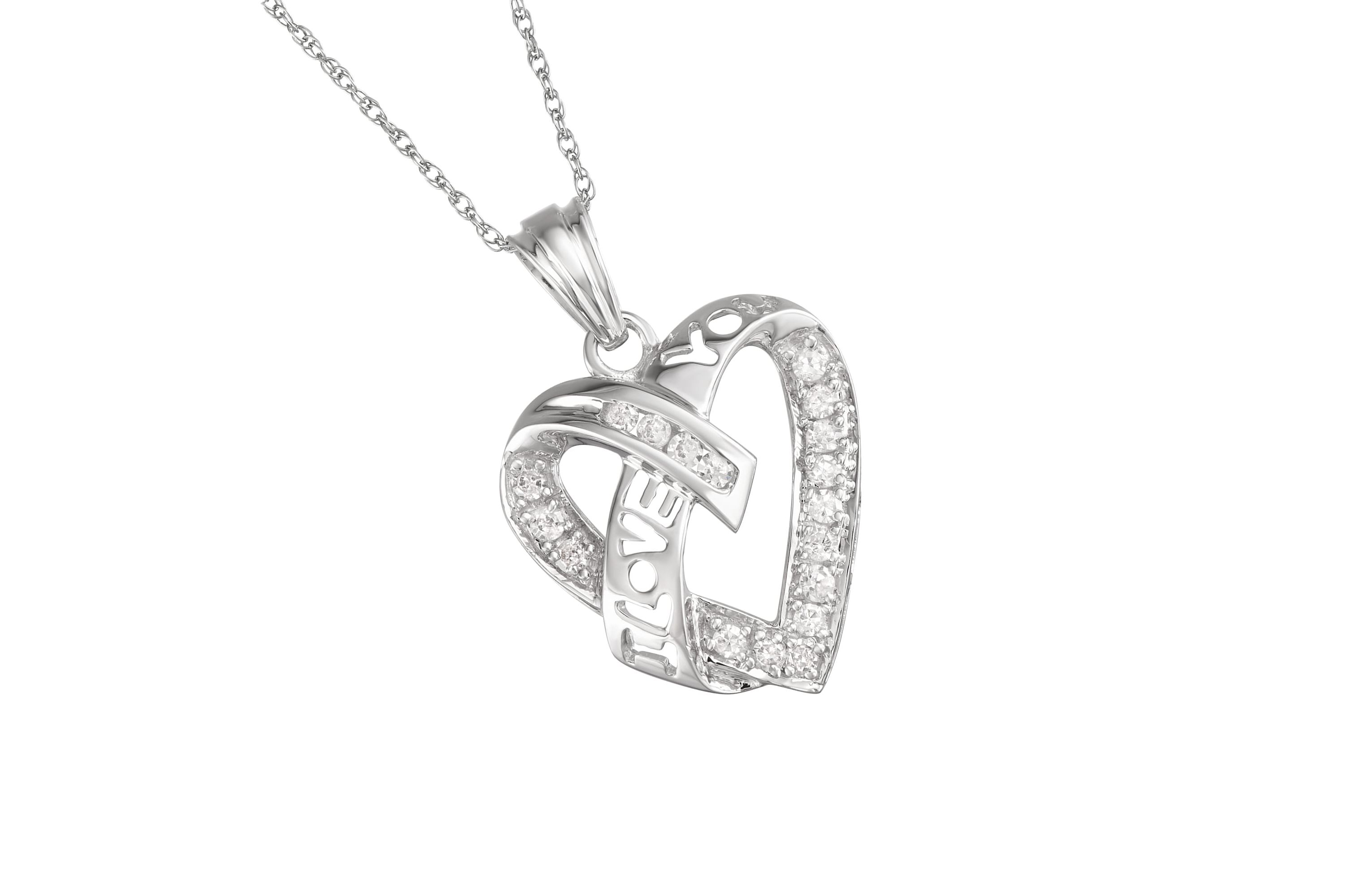 1/4 CTTW "I Love You" Diamond Heart Pendant in 10KW