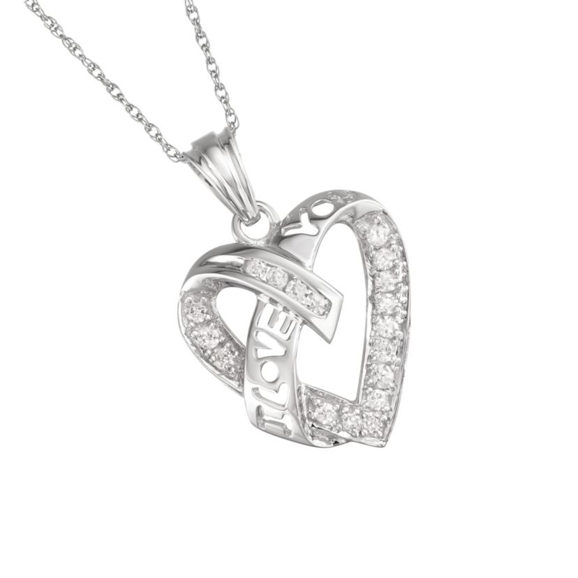 1/4 CTTW "I Love You" Diamond Heart Pendant in 10KW