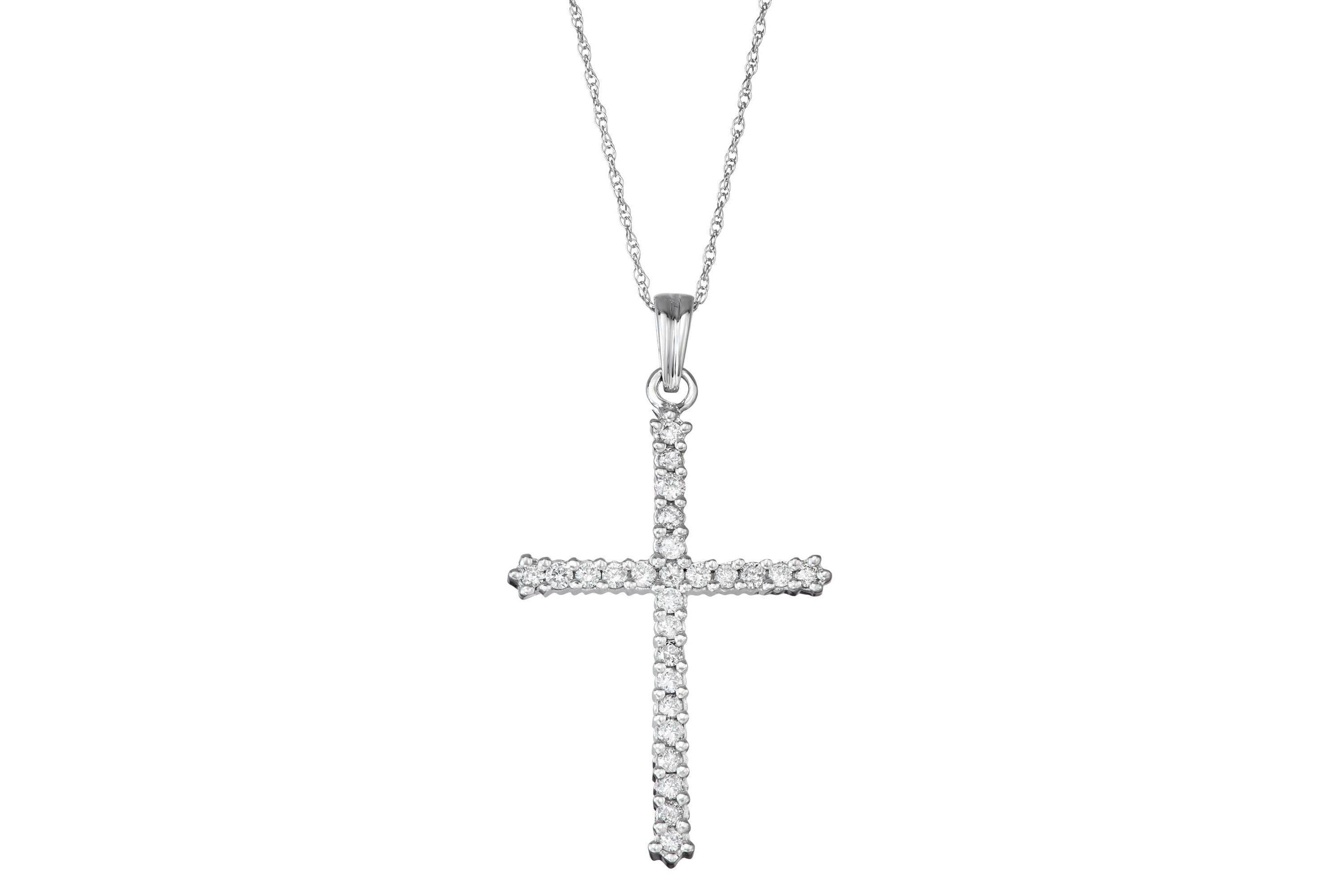 1/2 CTTW Diamond Cross Pendant in 10K White  Gold