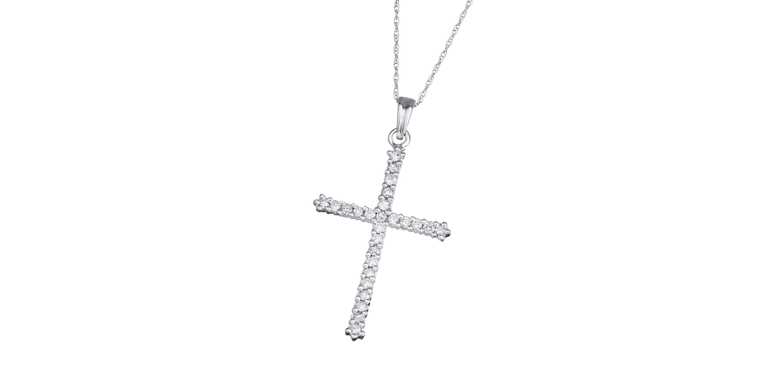 1/2 CTTW Diamond Cross Pendant in 10K White  Gold