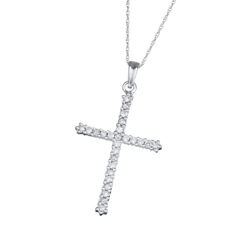 1/2 CTTW Diamond Cross Pendant in 10K White  Gold