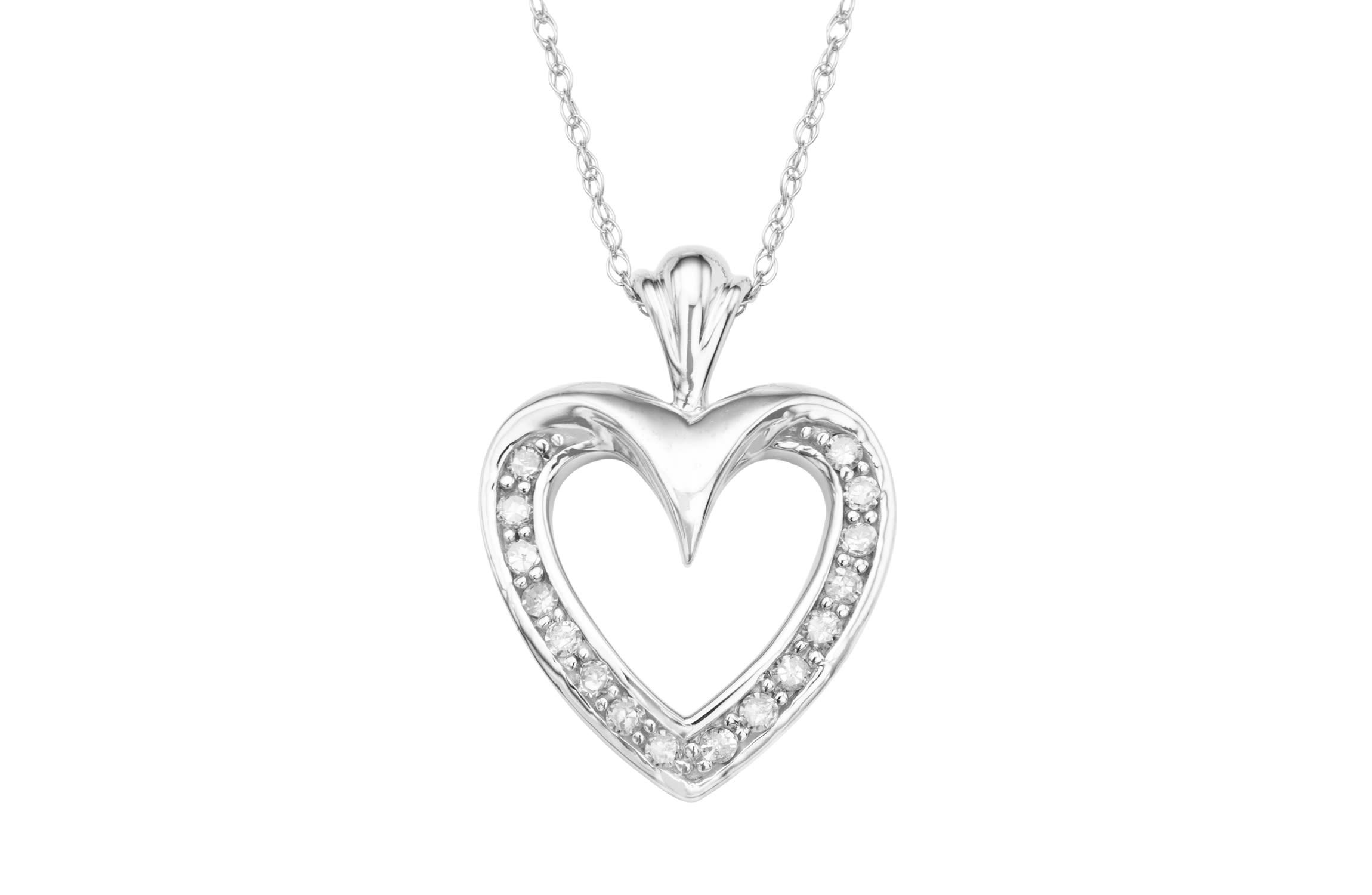 1/6 CTTW Diamond Heart Necklace in 10KW