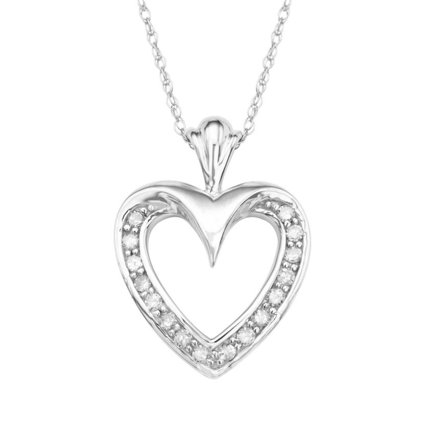 1/6 CTTW Diamond Heart Necklace in 10KW