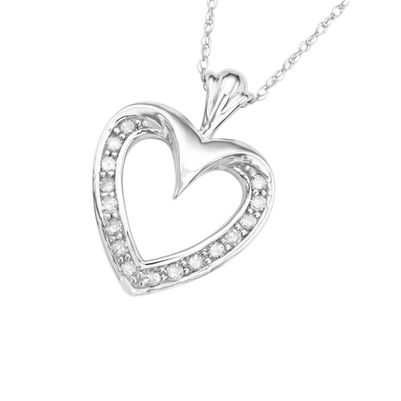 1/6 CTTW Diamond Heart Necklace in 10KW