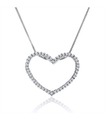 1/4 cttw Diamond Heart Pendant Necklace 10K White Gold