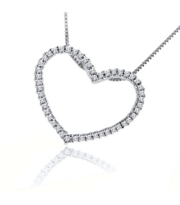 1/4 cttw Diamond Heart Pendant Necklace 10K White Gold