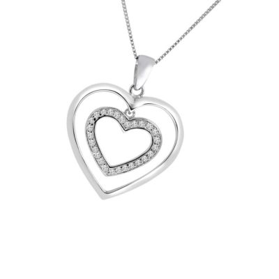 1/6 CTTW DOUBLE HEART PENDANT IN 10K WHITE GOLD