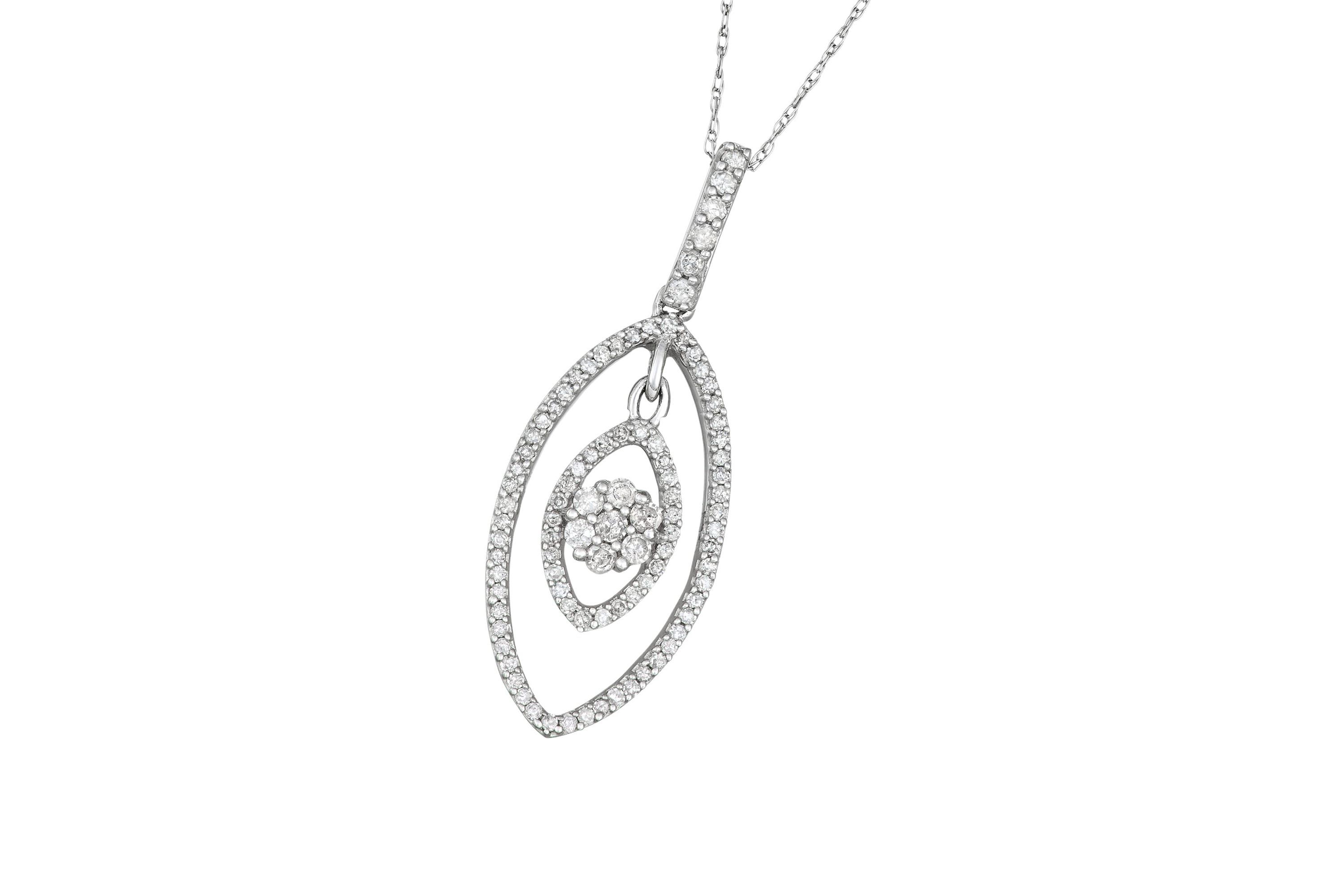 1/2 CTTW White Diamond Pendant in 10KW