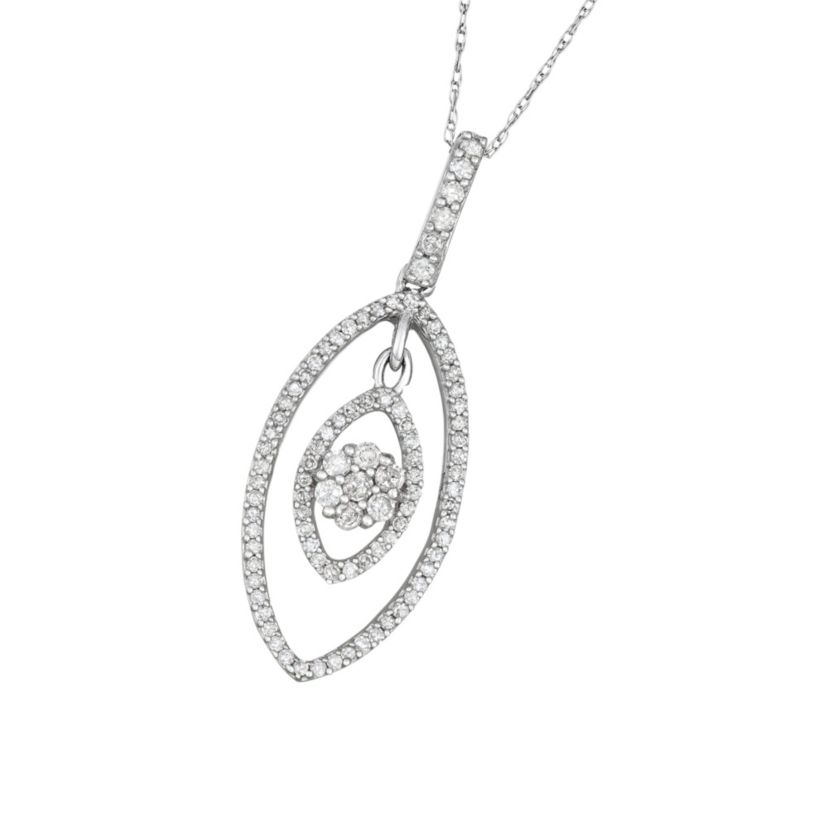 1/2 CTTW White Diamond Pendant in 10KW