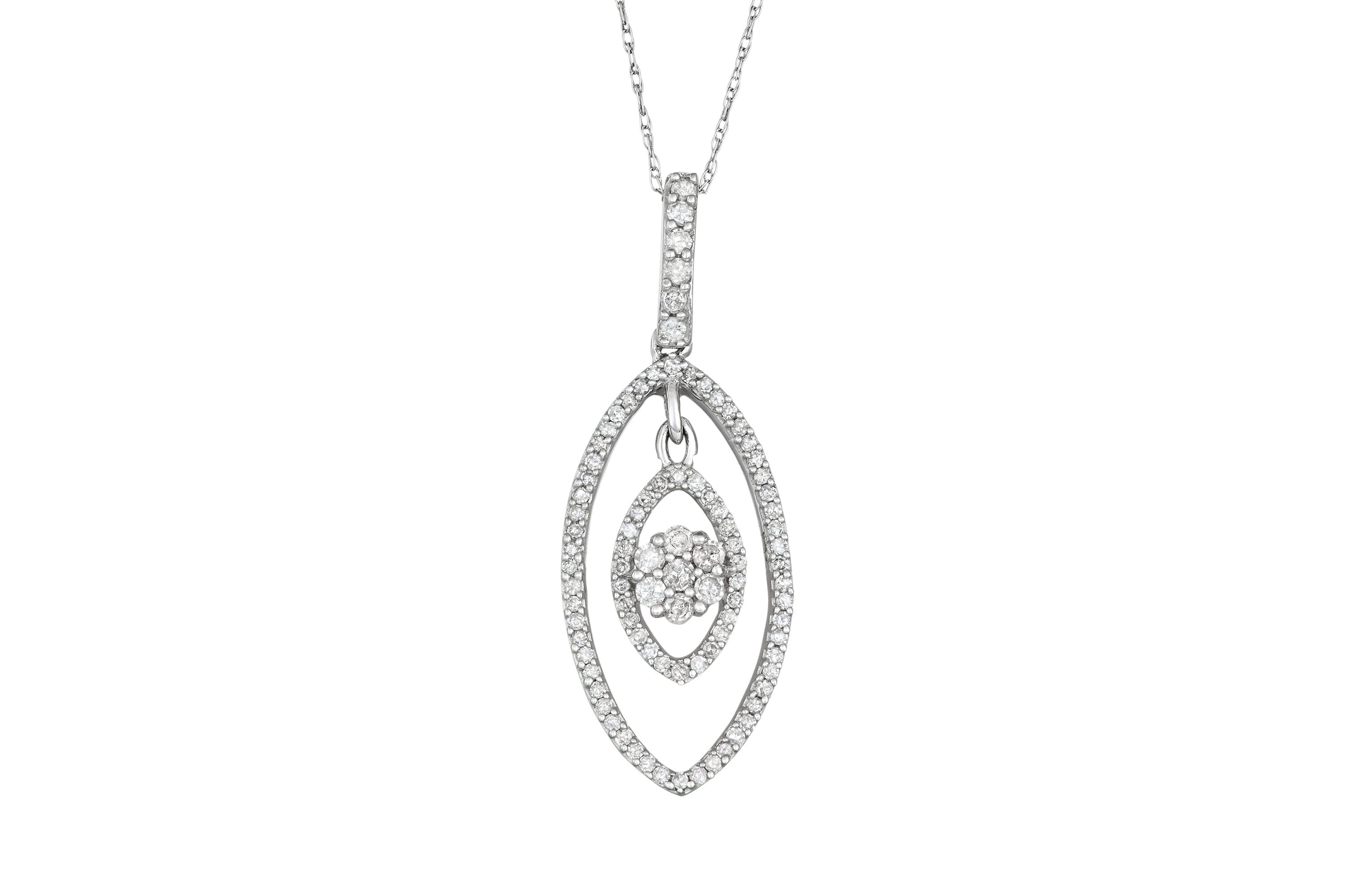 1/2 CTTW White Diamond Pendant in 10KW