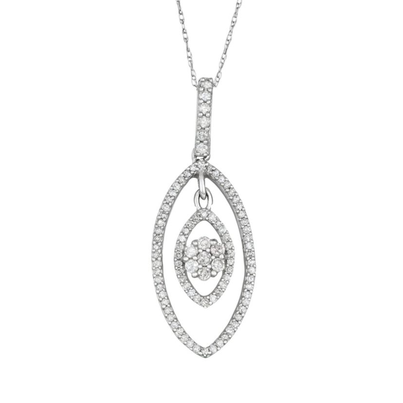 1/2 CTTW White Diamond Pendant in 10KW