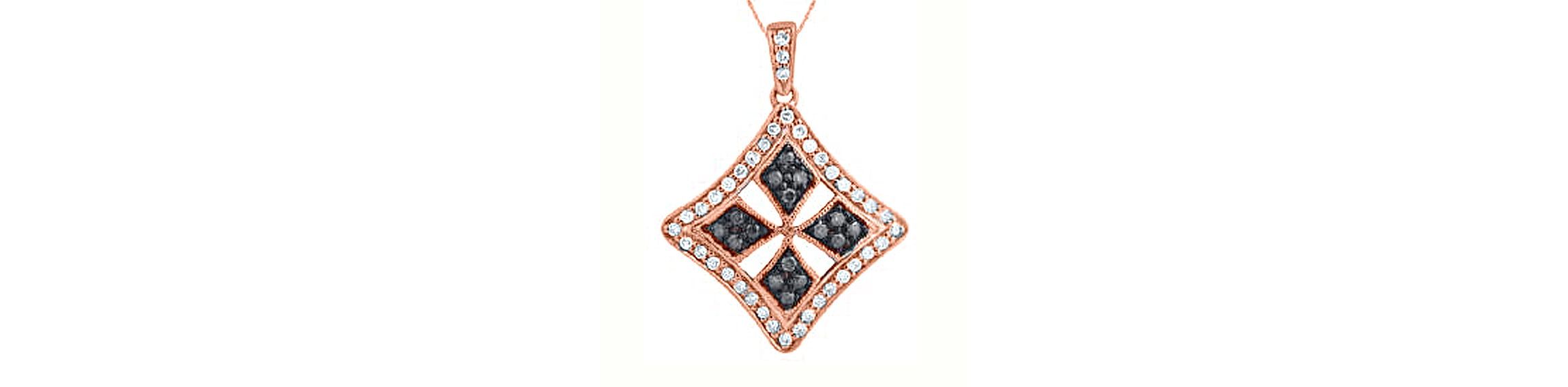 1/3 CTTW White & Brown Diamond Medallian Neckalce Pendant in Sterling Silver