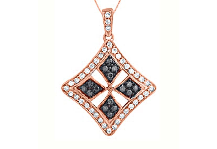 1/3 CTTW White & Brown Diamond Medallian Neckalce Pendant in Sterling Silver