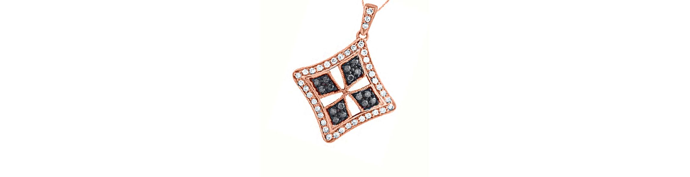 1/3 CTTW White & Brown Diamond Medallian Neckalce Pendant in Sterling Silver