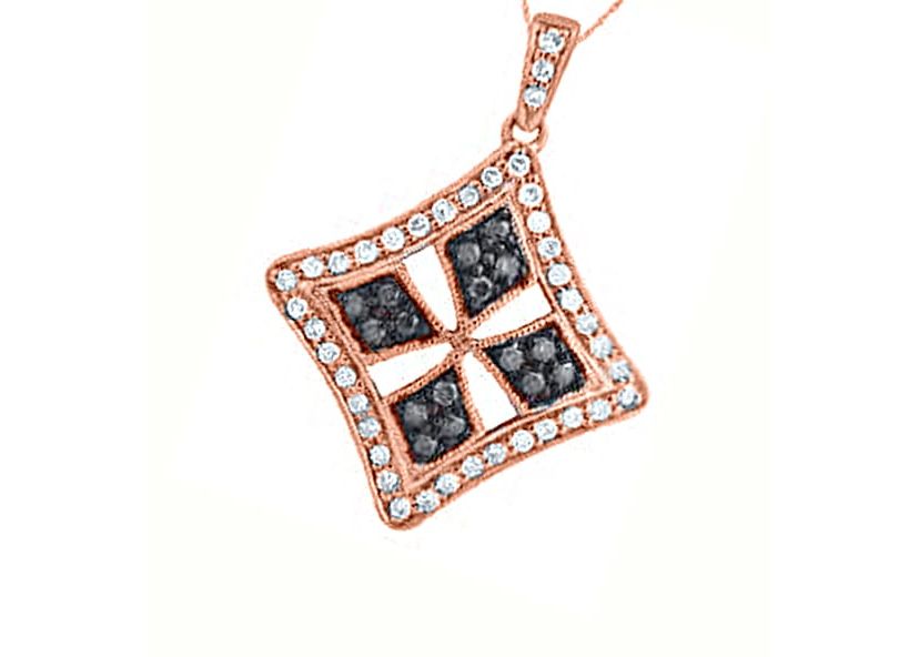1/3 CTTW White & Brown Diamond Medallian Neckalce Pendant in Sterling Silver