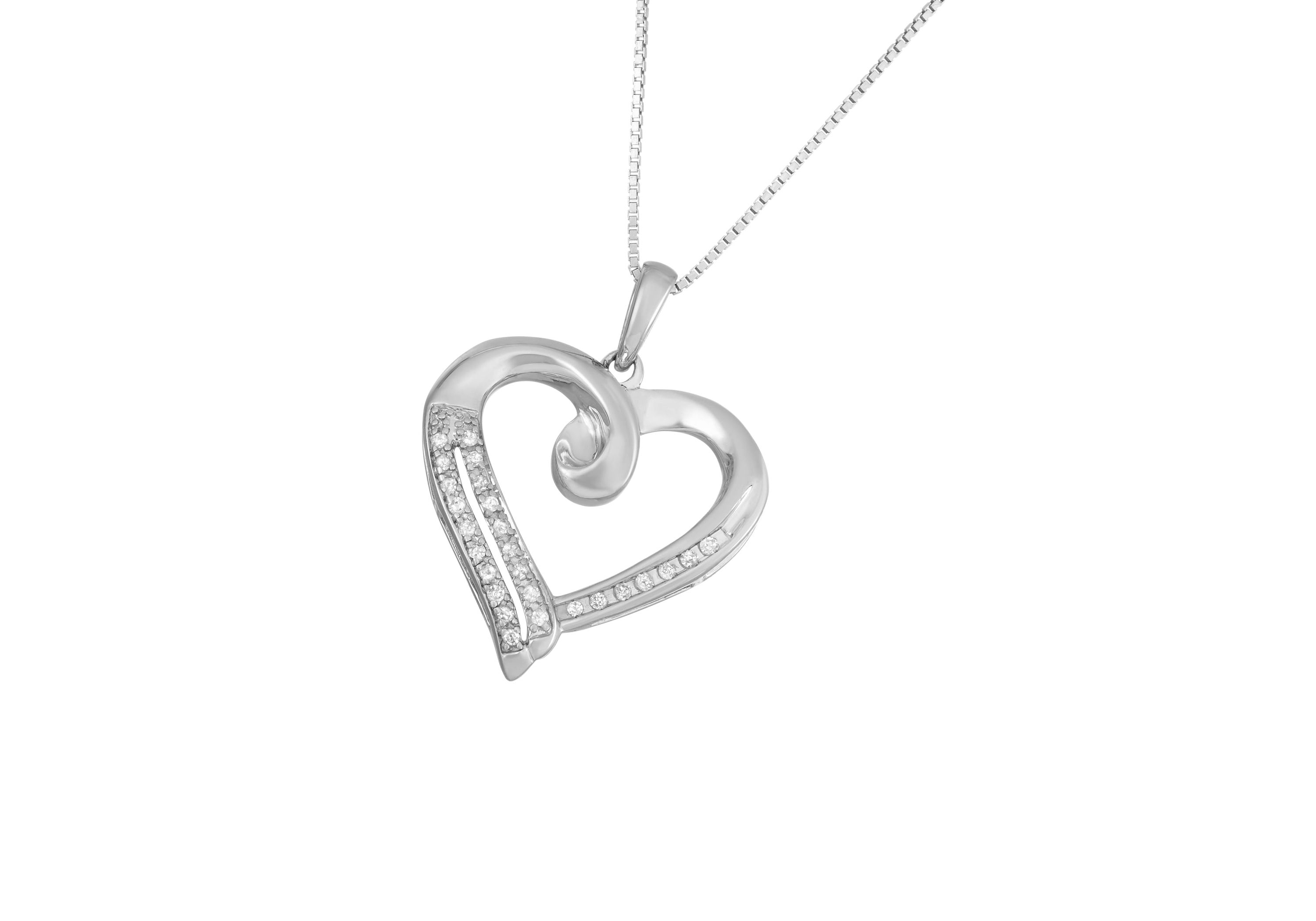 1/10 CTTW Heart Necklace in Sterling Silver