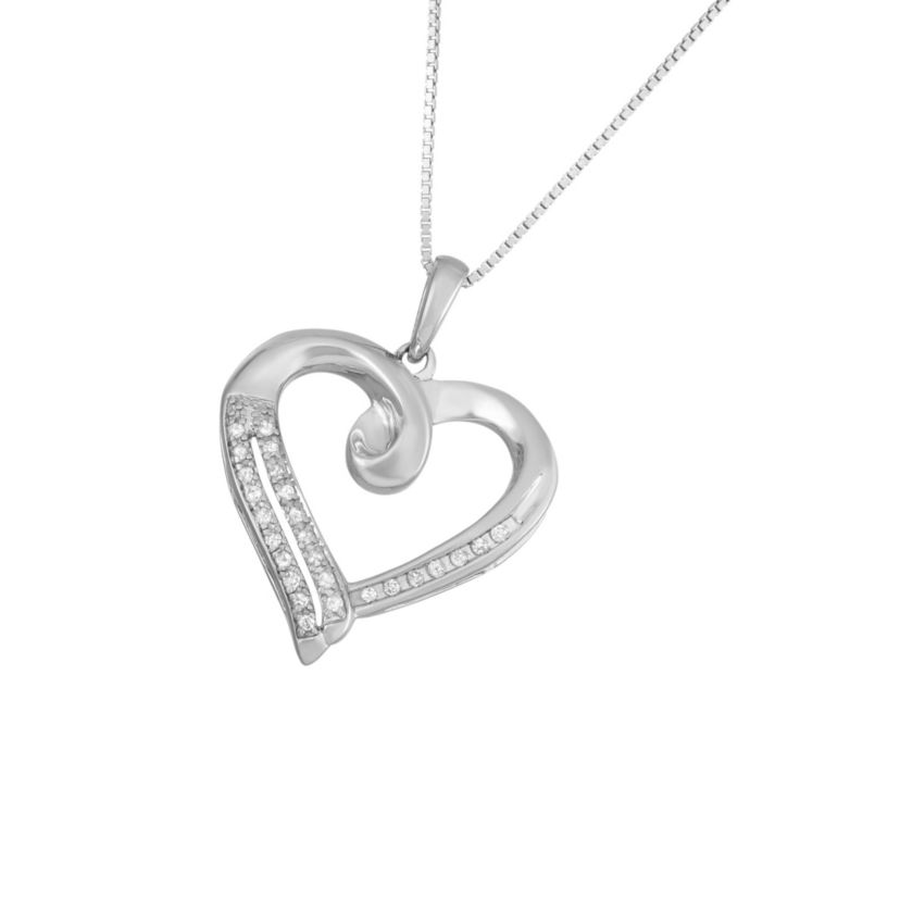 1/10 CTTW Heart Necklace in Sterling Silver