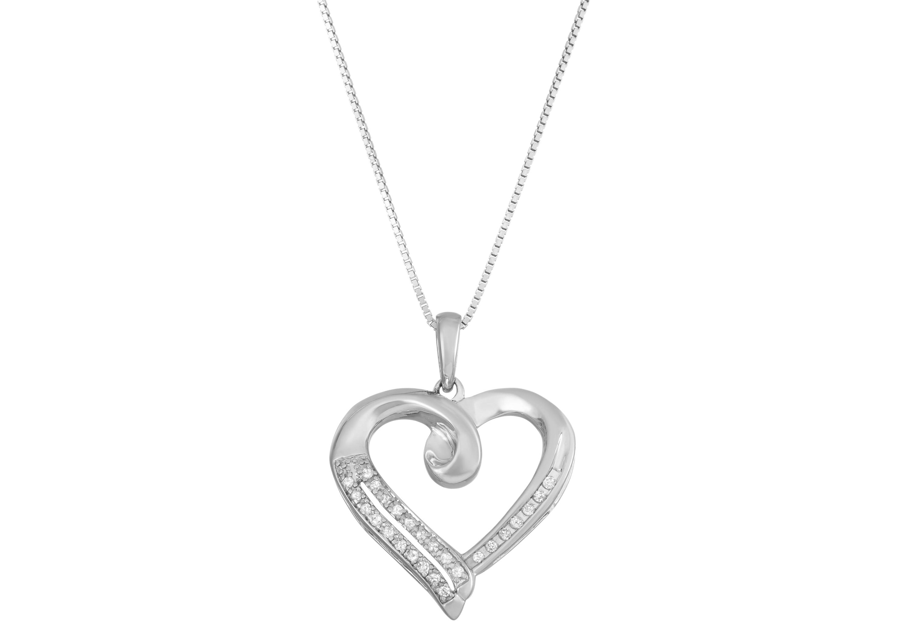 1/10 CTTW Heart Necklace in Sterling Silver