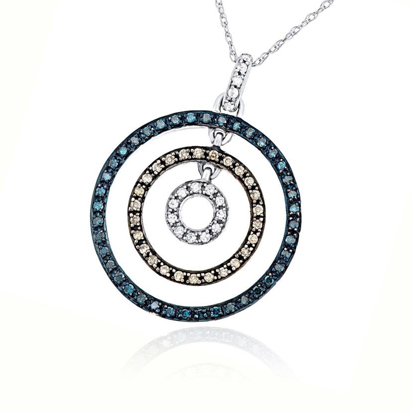 0.40 CTTW White & Rose Gold Combination Diamond Necklace Pendant in 10K Gold