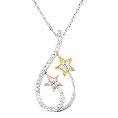 MyDiamondBox 1/5 CTTW Diamond Star Fashion Pendant in Sterling Silver, 18 in