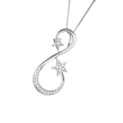 MyDiamondBox 1/10 CTTW Diamond Star Pendant in Sterling Silver, 18 in