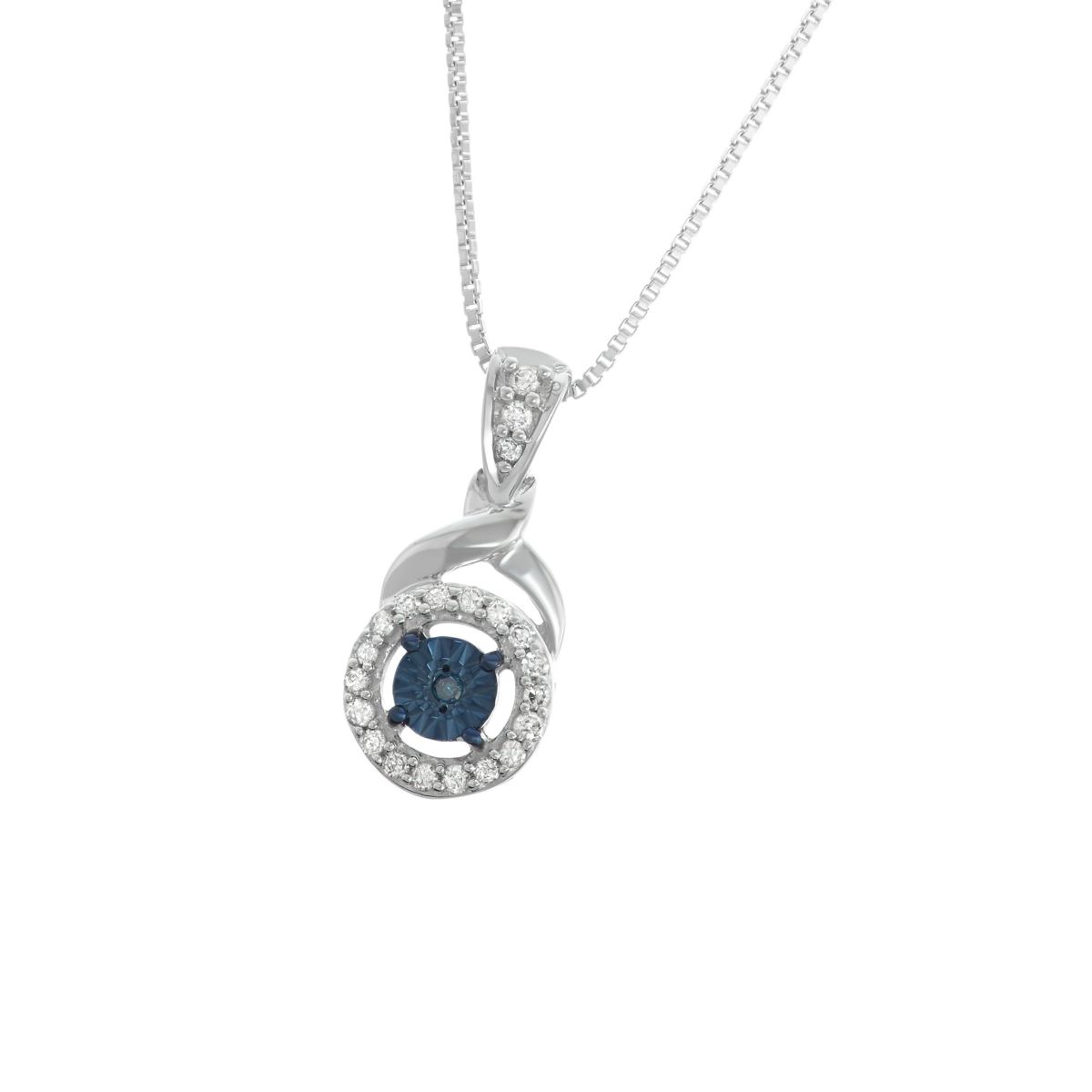 0.12 CTTW Blue And White Diamond Pendant in Sterling Silver