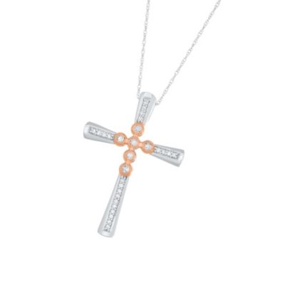 0.16CT DIAMOND CROSS IN 10KT WHITE GOLD PENDANT