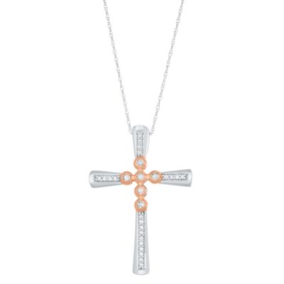 0.16CT DIAMOND CROSS IN 10KT WHITE GOLD PENDANT