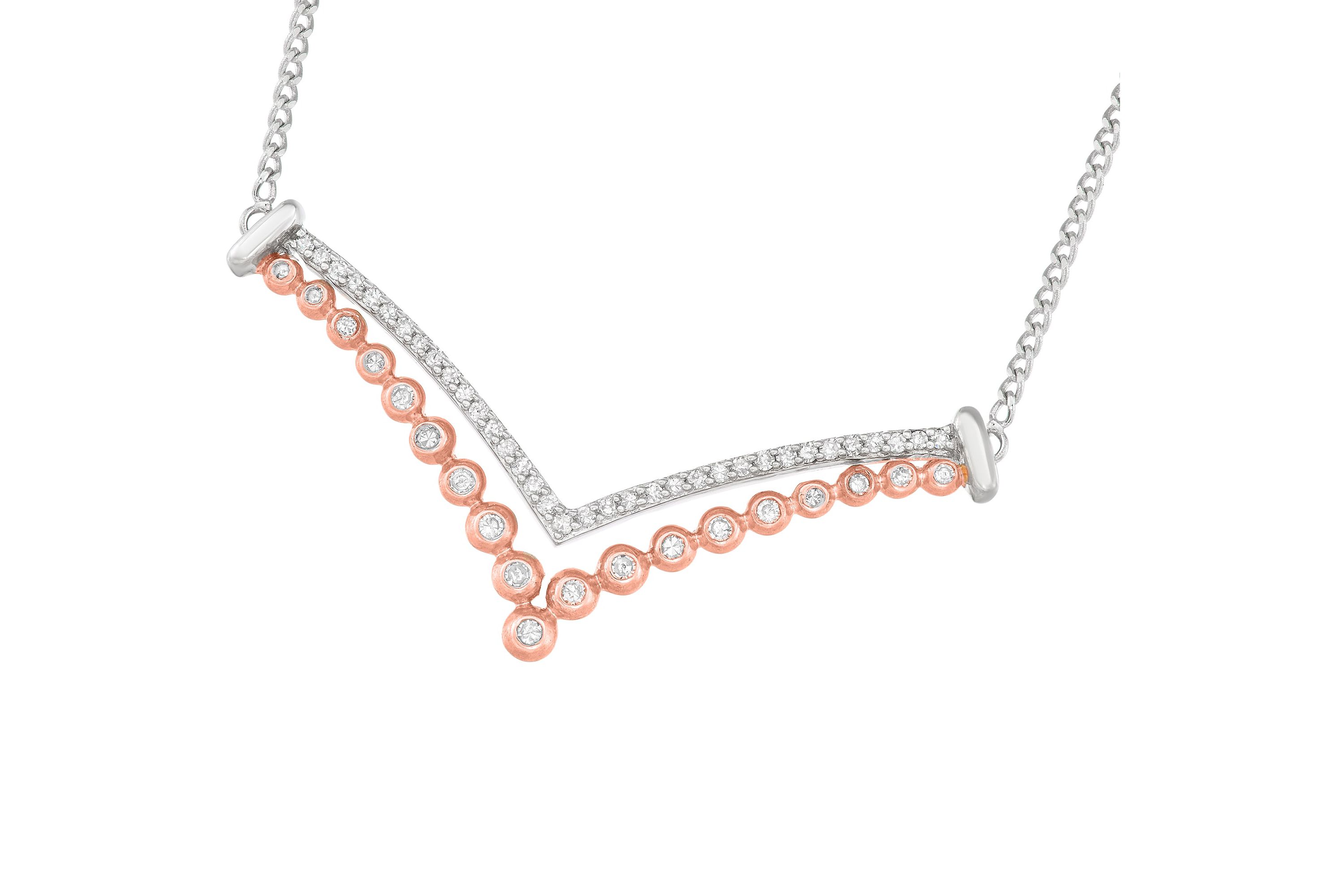 1/3 CTTW Fashion Diamond "V" Necklace Sterling Silver