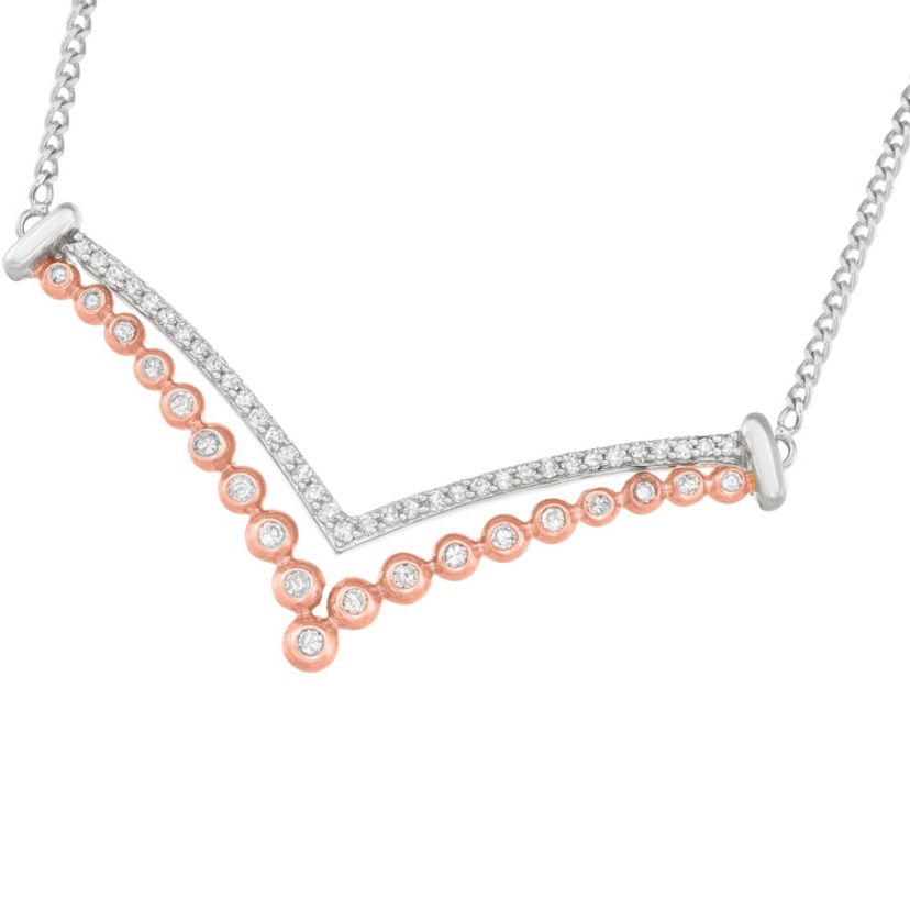 1/3 CTTW Fashion Diamond "V" Necklace Sterling Silver