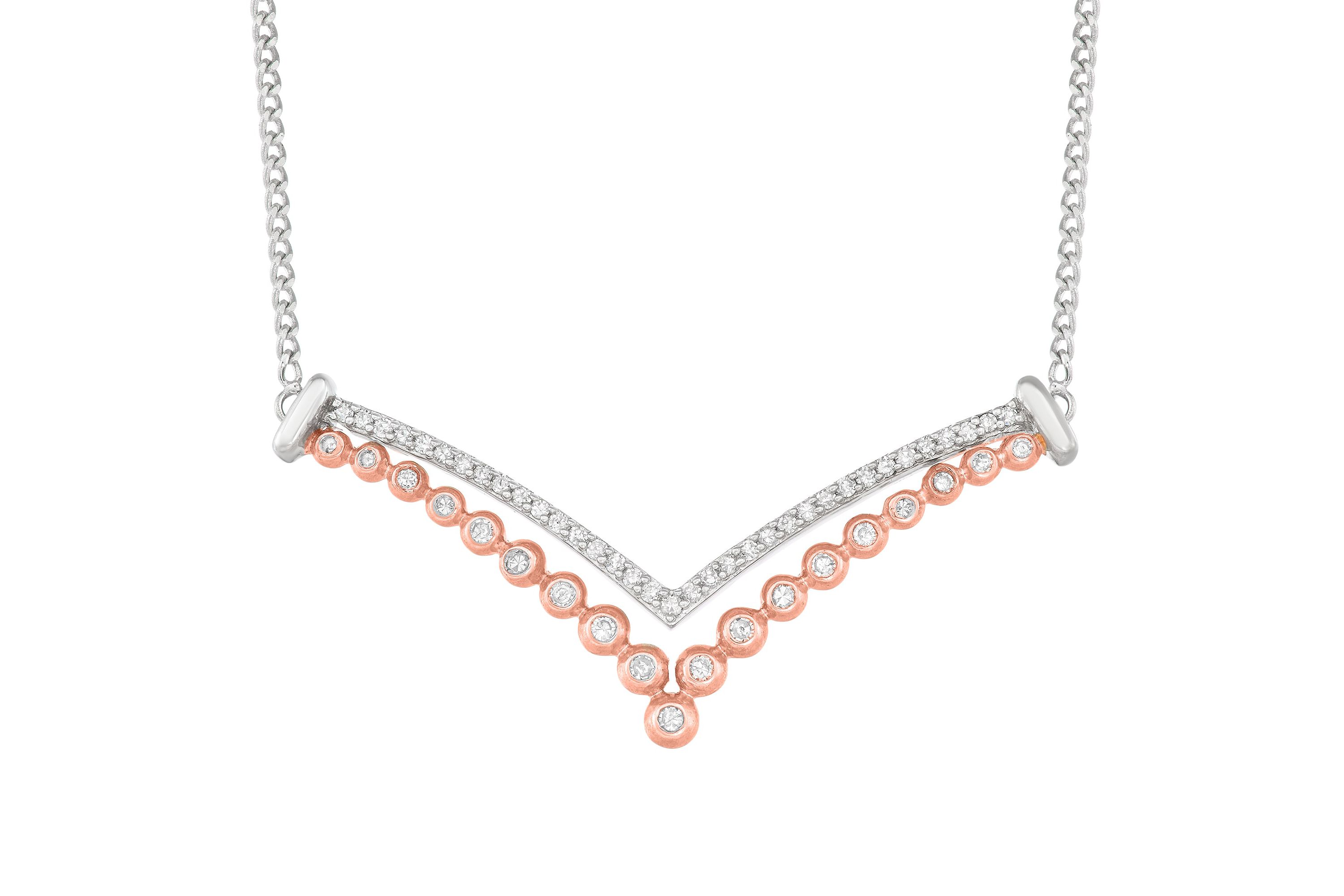 1/3 CTTW Fashion Diamond "V" Necklace Sterling Silver