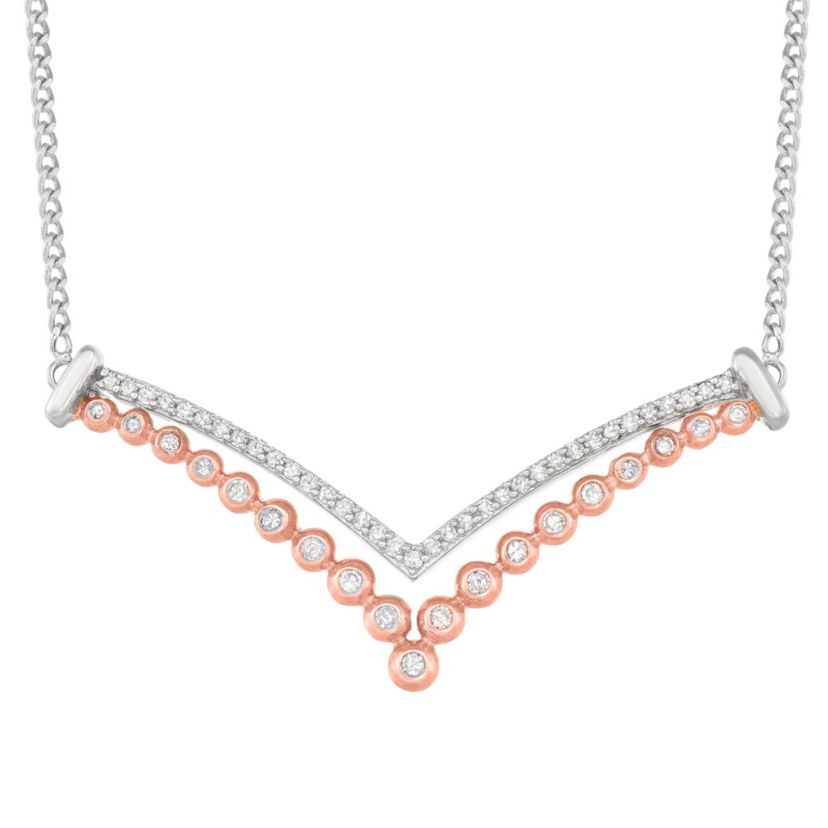 1/3 CTTW Fashion Diamond "V" Necklace Sterling Silver