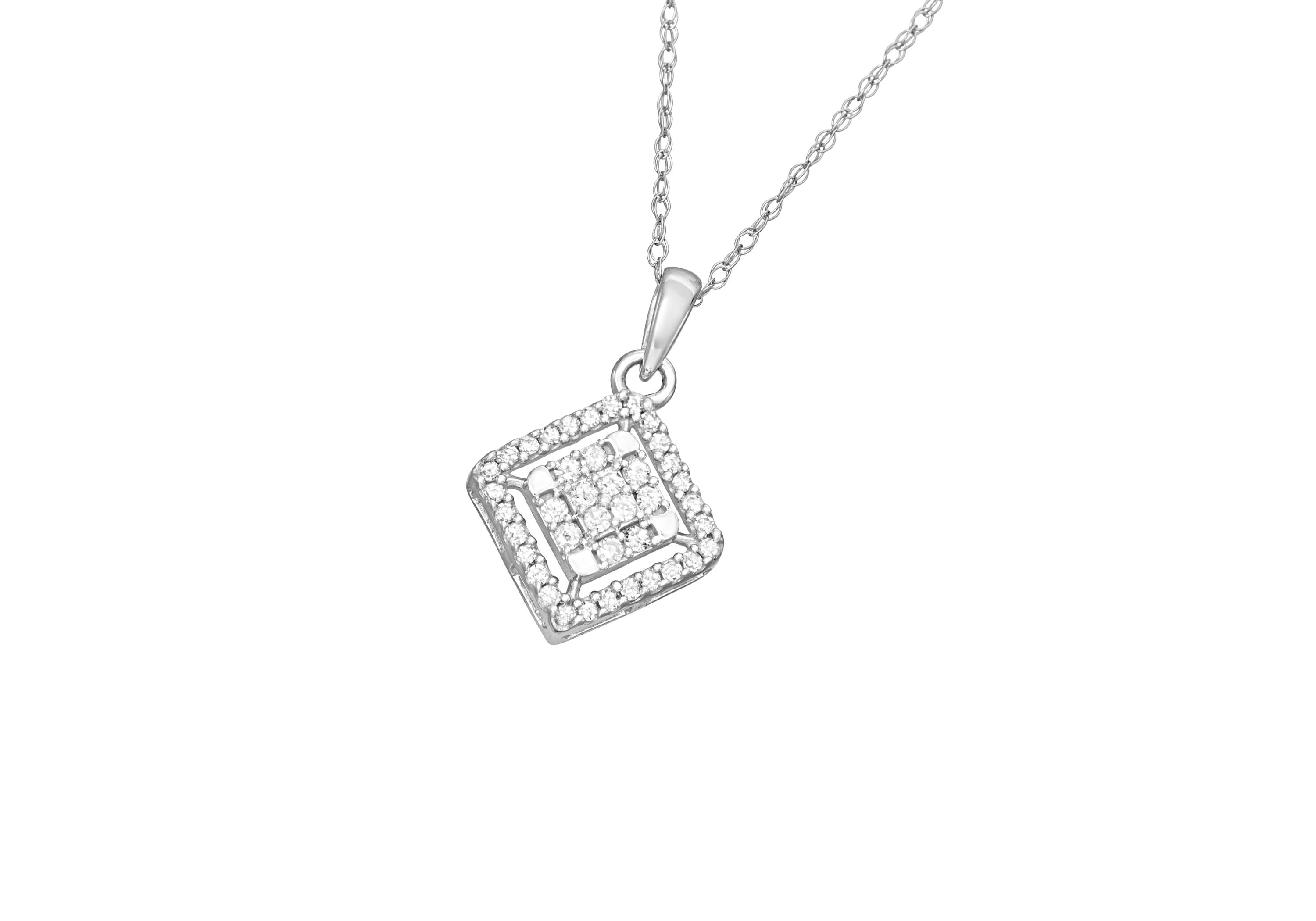 1/5 CTTW Diamond Square Pendant in 10KW