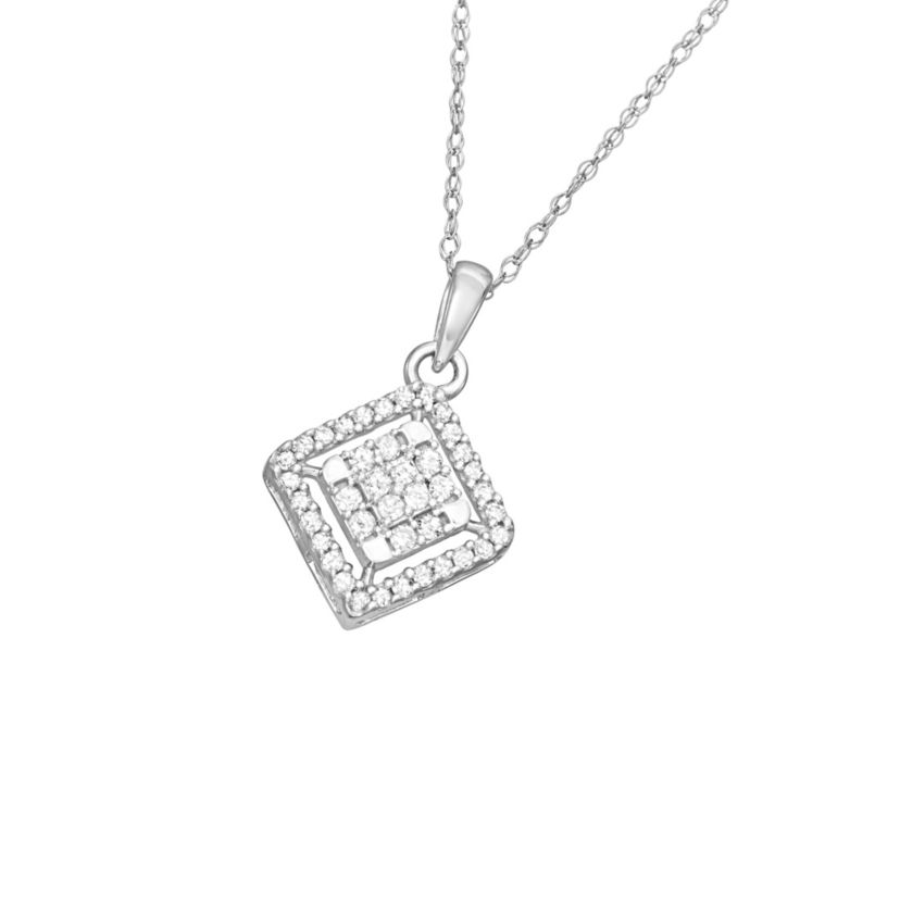 1/5 CTTW Diamond Square Pendant in 10KW