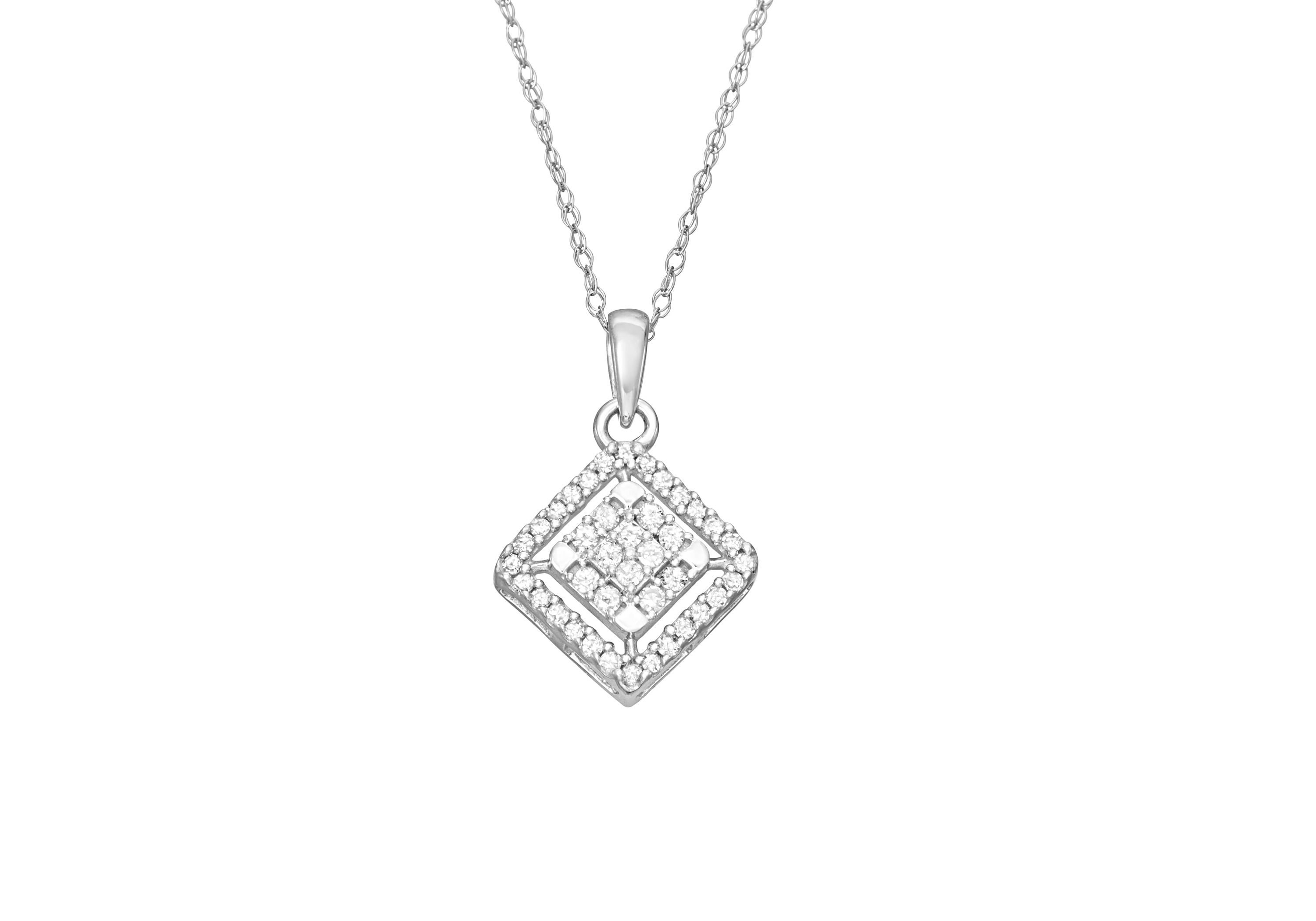 1/5 CTTW Diamond Square Pendant in 10KW