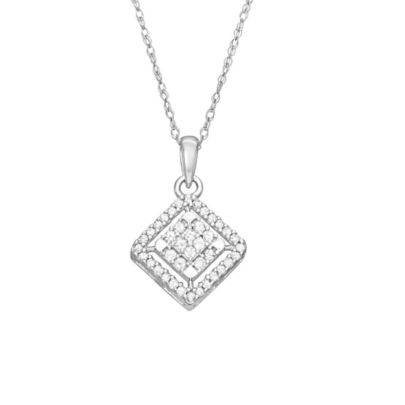 1/5 CTTW Diamond Square Pendant in 10KW