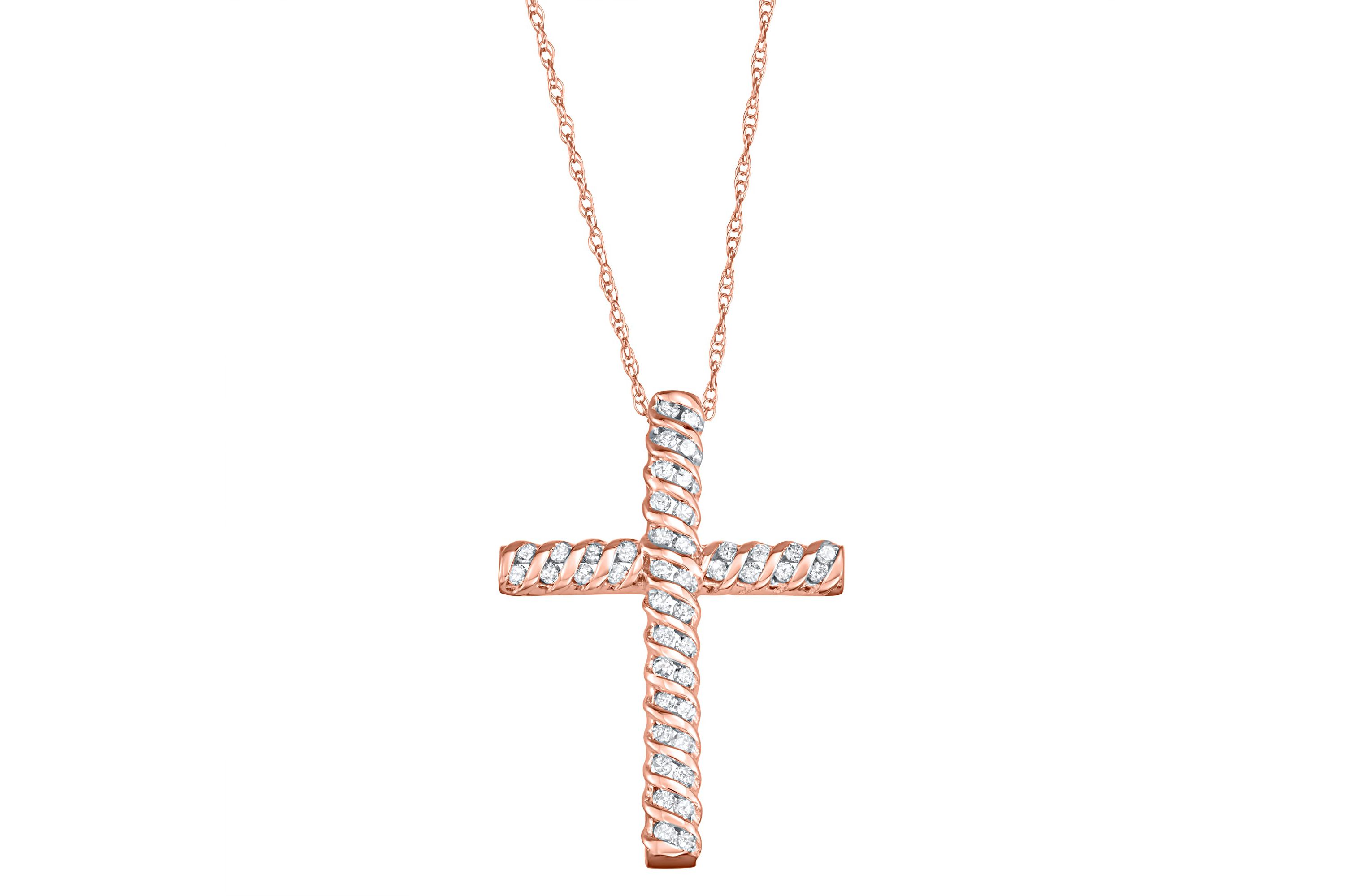 1/4 Cttw Diamond Cross Necklace in 10K Gold