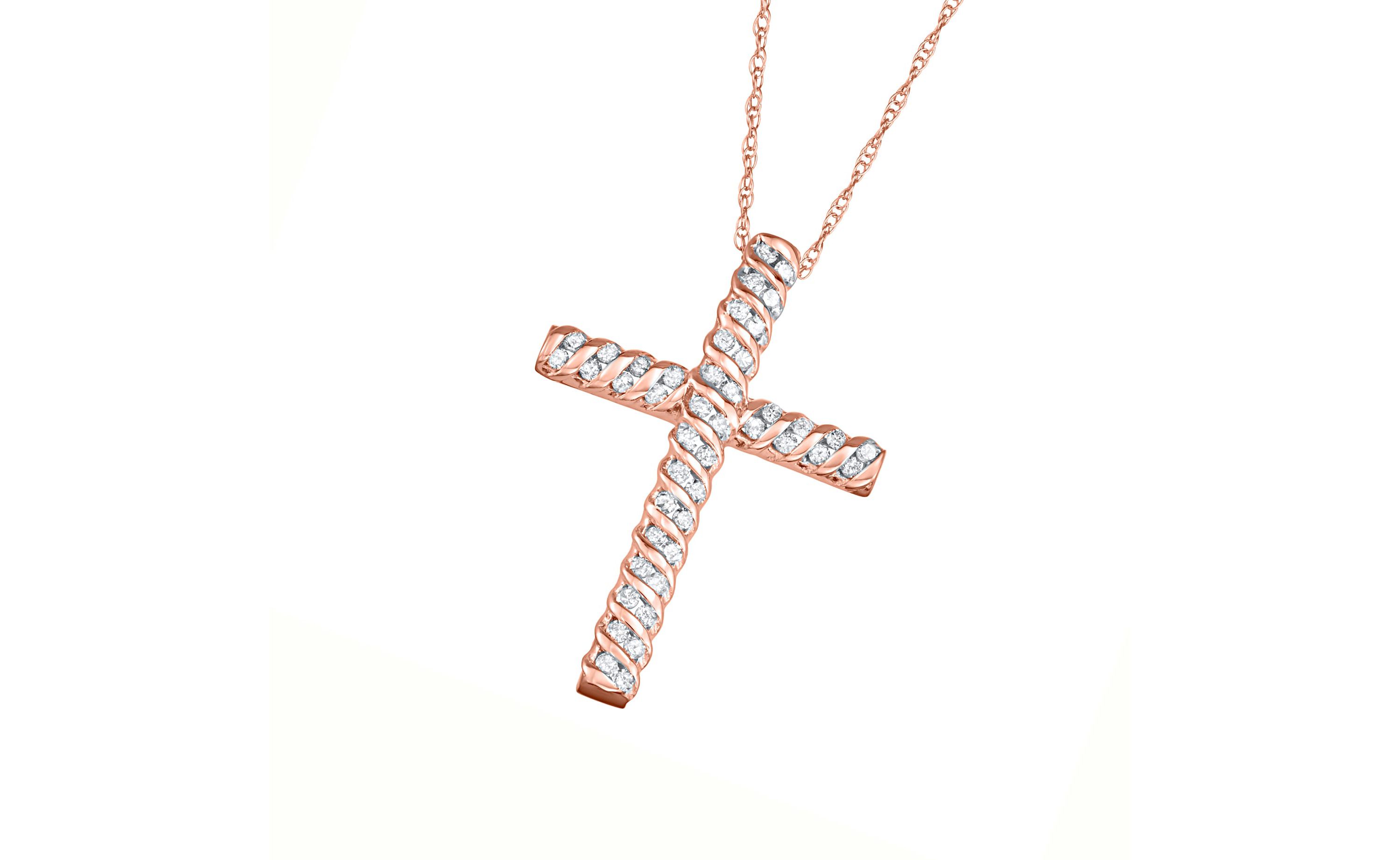 1/4 Cttw Diamond Cross Necklace in 10K Gold