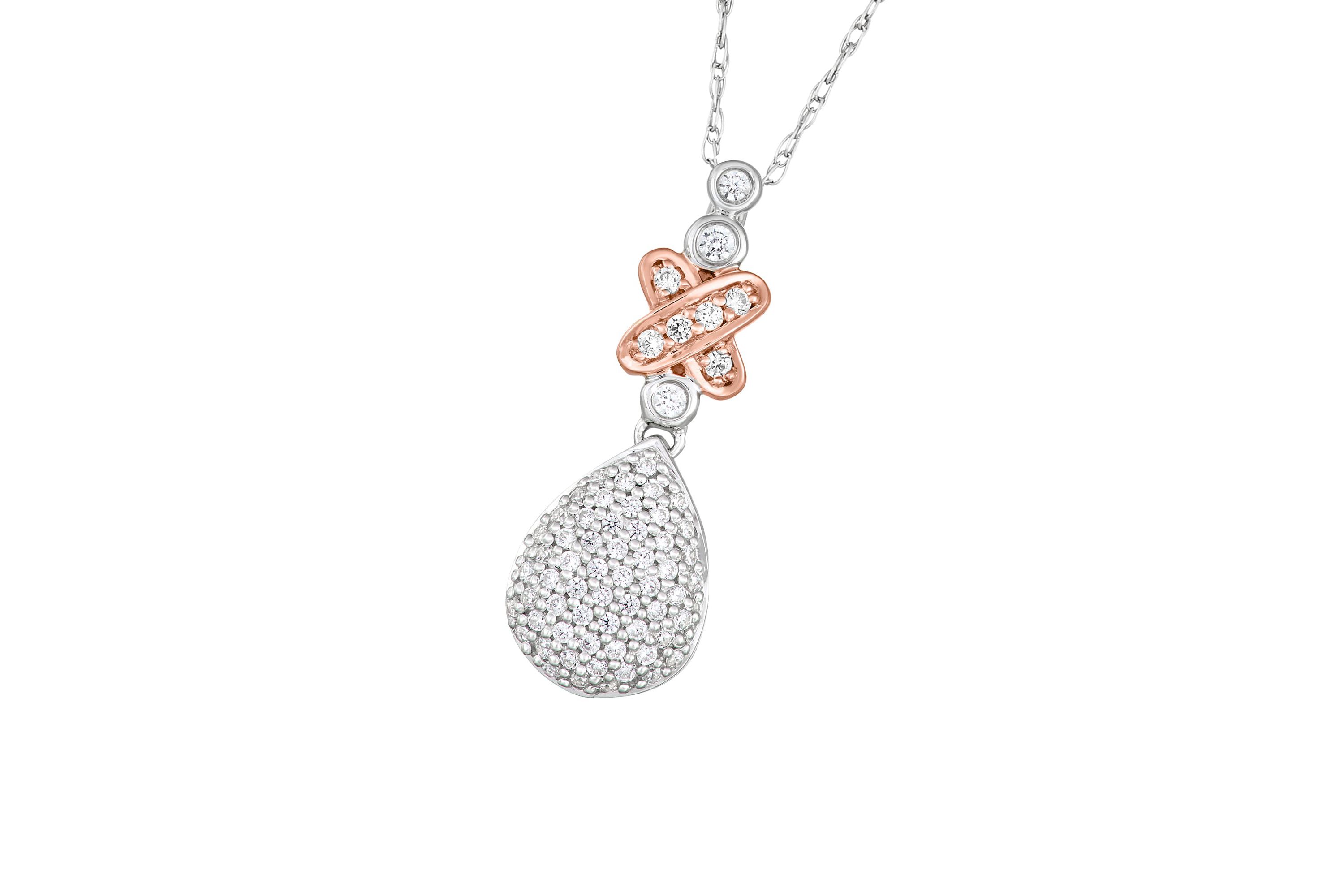 1/3 CTTW Drop Necklace Pendant in 10K Two-Tone