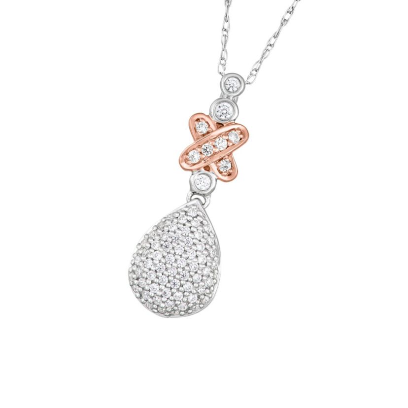 1/3 CTTW Drop Necklace Pendant in 10K Two-Tone